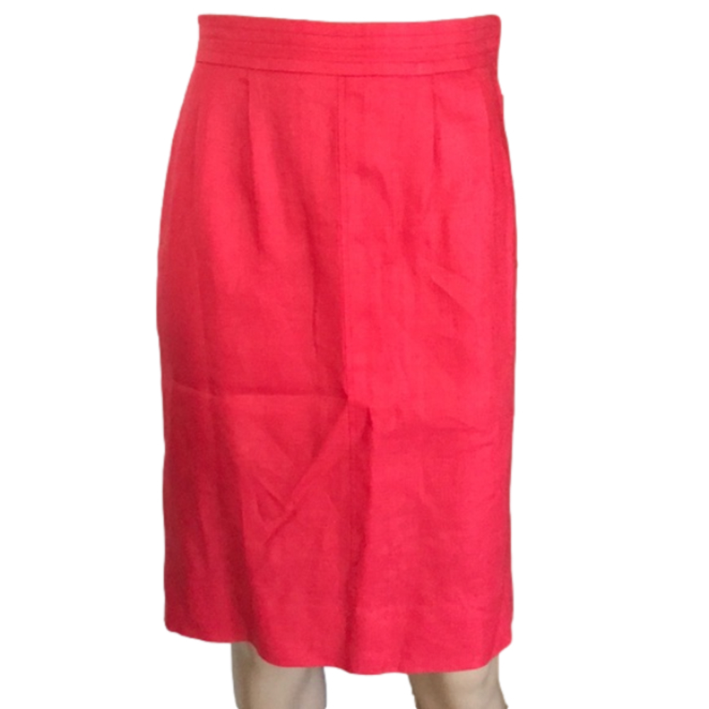 Vintage St. Laurent coral linen skirt